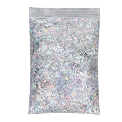 Englische Buchstaben Nagel Pailletten Holographischer Nagel Glitzer Buchstaben Pailletten Flocken zur Maniküre Dekoration Silber 50g/1.76oz