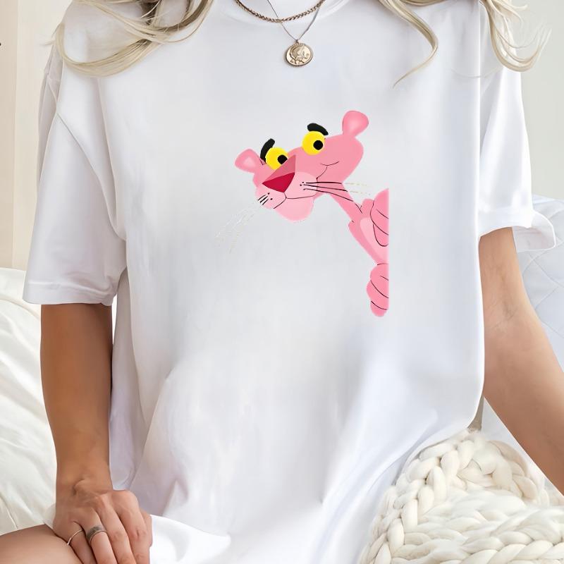 Probe Pink Leopard T-Shirt Original Niedliches Damen-T-Shirt Sommer Neu Locker Niedlich Lässig Kurzarm Tops XL