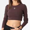 Adidas Originals Essentials Žebrované tričko s dlouhým rukávem Dámské topy Tmavě šedohnědé IJ5385