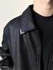 Veste en Cuir Noir Rétro pour Homme - Style Hipster Tendance Pilote avec Texture Craquelée pour le Port en Moto Printemps et Automne