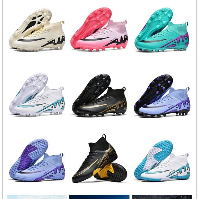 Nové dospělé fotbalové boty růžové pro chlapce a dívky teenagery děti studenty dlouhé kolíky AG zlomené kolíky TF tréninkové