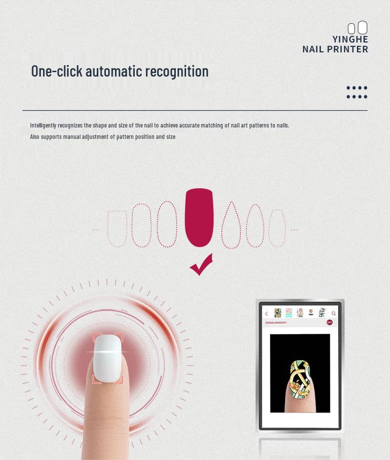 Yinghe Smart Nail Printer - 10.1" Touchscreen, Auto Recognition, 2400 DPI, Color Nail Art Machine