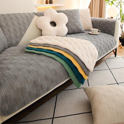 Modern Quilted Plain Couch Cover Sectional Seater Thick Seat Cover Non -Slip Velvet Recliner Chair Slipcover Sofa Cushion