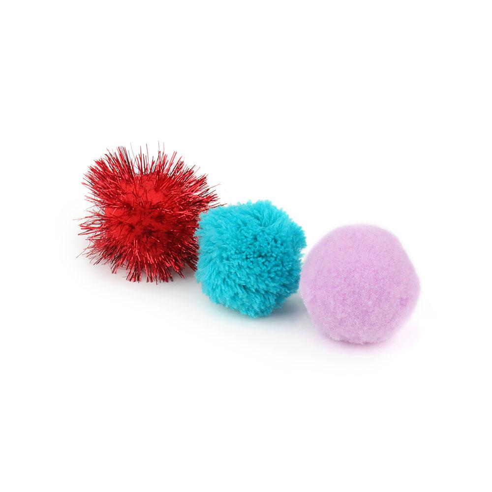 20pcs Plush Ball Cat Toy Interactive Play Kitten Pet Toy Accessories Color Random