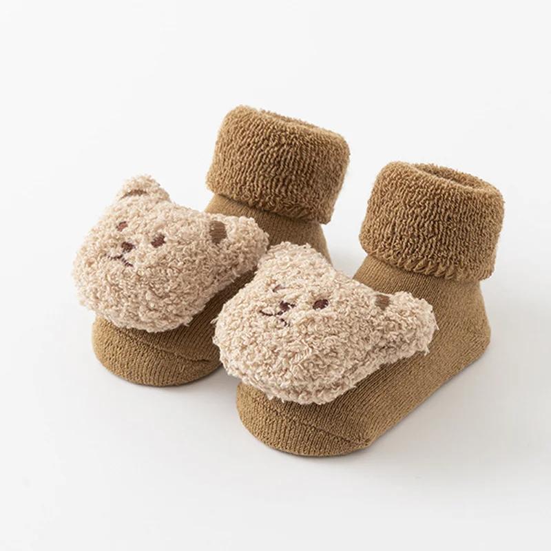 Cute Cartoon Animal Baby Socks for Boy Girl Winter Soft Cotton Bear Anti Slip Soled Newborn Toddler Sock Kids THhicken Socken