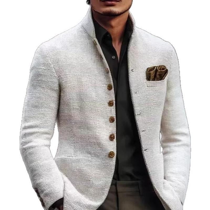 Chaqueta Blazer para Hombre S Casual Cuello Alto Manga Larga Corte Ajustado Bolsillo con Botón
