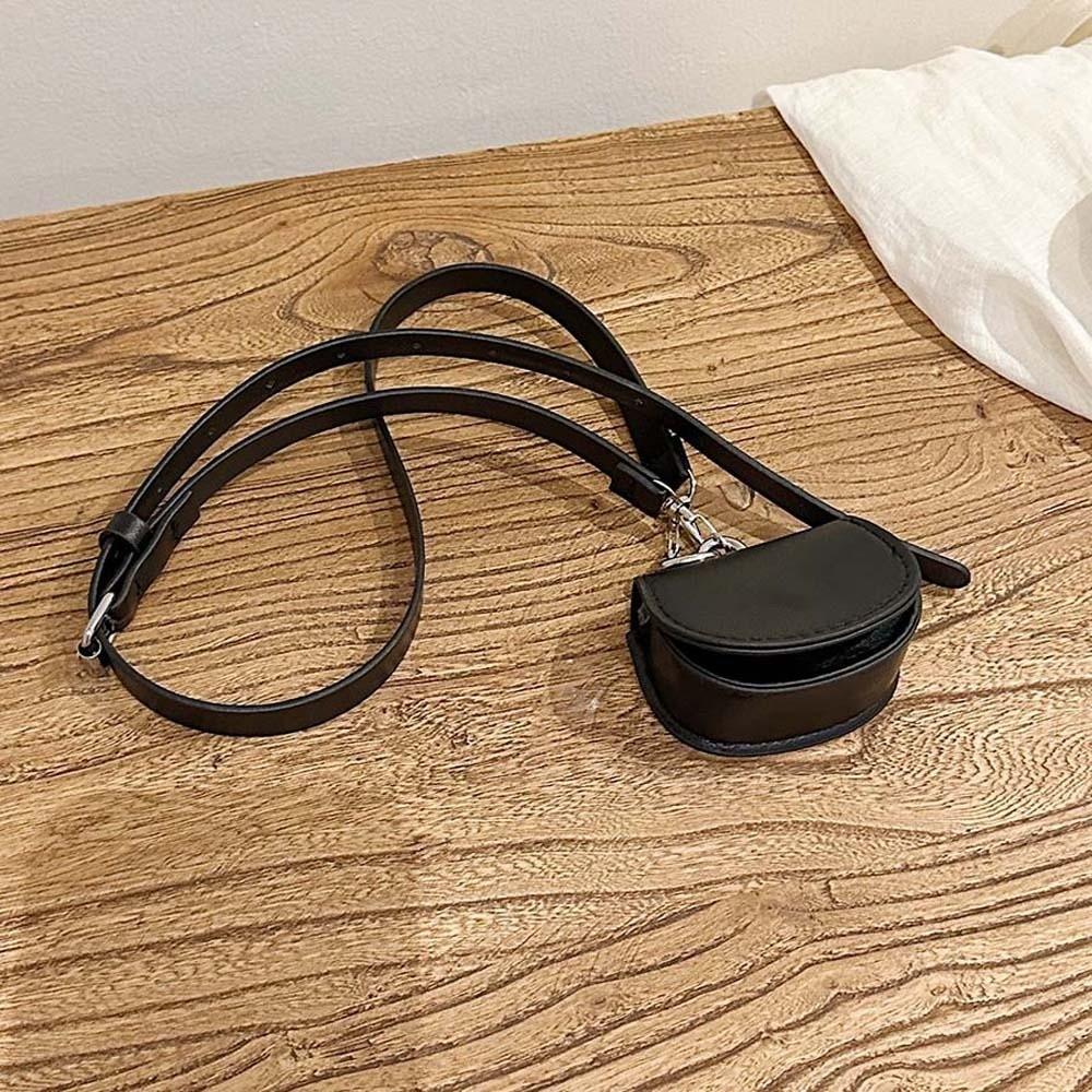 Earphone Pouch Detachable Hanging Neck Bag 2 In 1 Flap Waist Belt with Bag Solid Color Anti-splash Water Leather Coin Purse Work