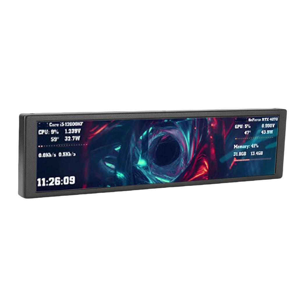 9.2in Computer Case Secondary Screen Landscape Portrait Mode Dynamic Video Theme FHD 1920x462 PC CPU GPU Temperature
