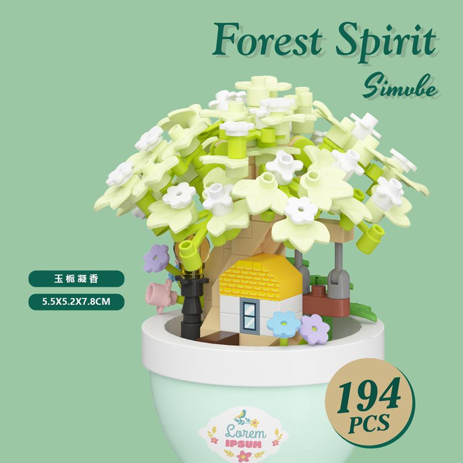 Colorful Forest Spirit Micro Building Blocks Plastic Potted Plants Educational Kids Toys New Year Decor Thanksgiving Day Gifts