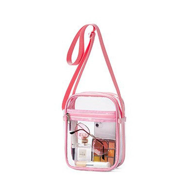 Women Clear Shoulder Bag Stadium Approved PVC Concert Transparent Purse Simple Crossbody Bag With Front Pocket Casual Handbag