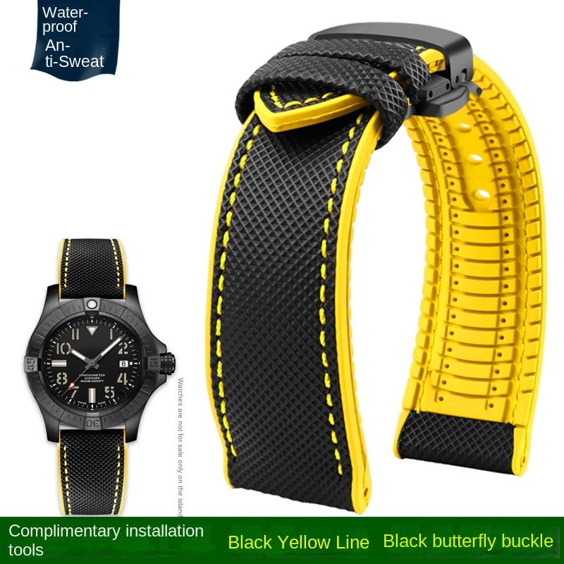 20mm 21mm 22mm 23mm 24mm universelles Nylon FKM-Gummi Unterarmband Wasserdichtes Uhrenarmband für Omega IWC SEIKO Uhr Herrenarmband