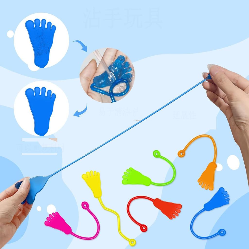 10/50Pcs Funny Sticky Hands Sensory Toy Palm Elastic Heart Foot Christmas Sticky Wall Climbing Squishy Toy For Kids Adult