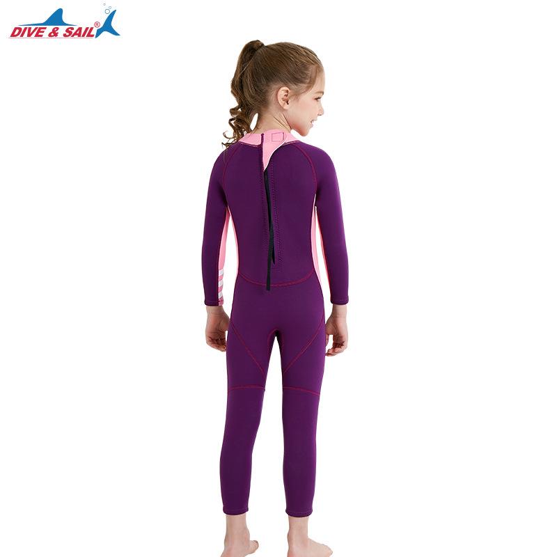 Girls' Long Sleeve 2.5MM Wetsuit: Thickened, Warm, UV-Protected One-Piece for Surfing and Snorkeling