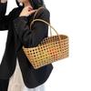 2025 Sommer Hohl-Strandtasche Für Damen Modekorb Wiederverwendbare Einkaufstaschen Designer Gewebte Handtasche Urlaubstasche Schwarz Bolso