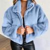 Cappotti invernali addensati in peluche Cappotto femminile con risvolto a maniche lunghe in pelliccia sintetica Calde giacche femminili Cappotto con tasche larghe con cerniera peloso e soffice