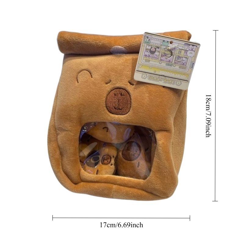 Capybara Snack Bag Plush Toys Capibala Detachable Plushie Bag Soft Cartoon Bread Doll Kawaii Birthday Christmas Gift for Friends