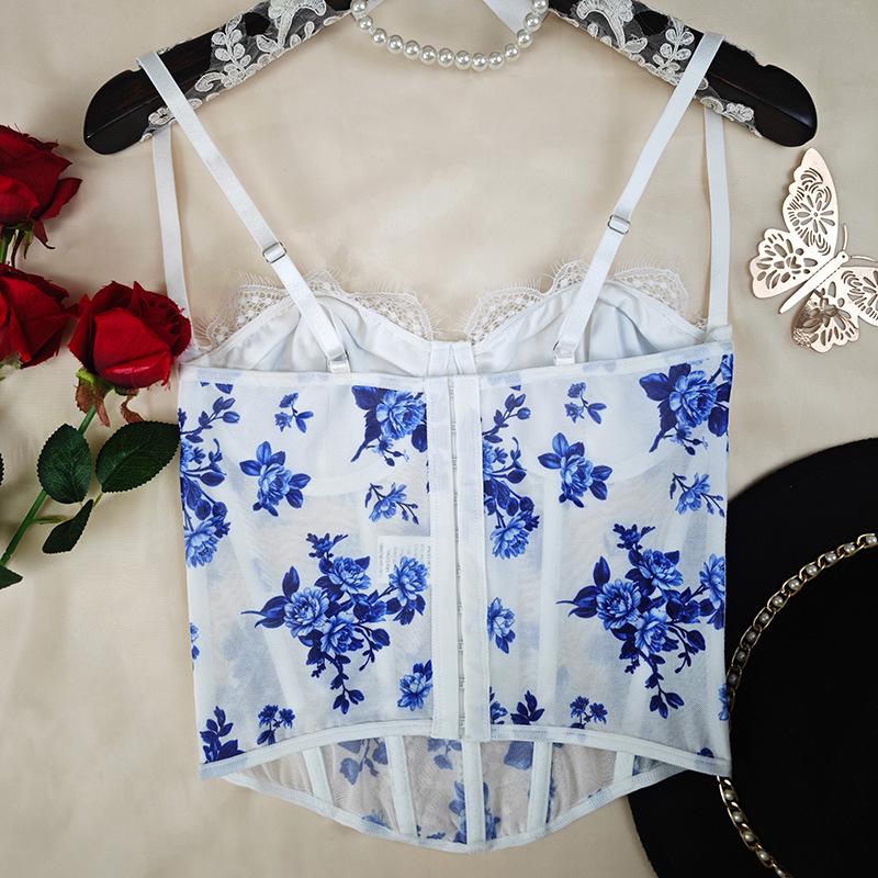 Elegant Fishbone Corset: European & American Style Lace Camisole with Buckle