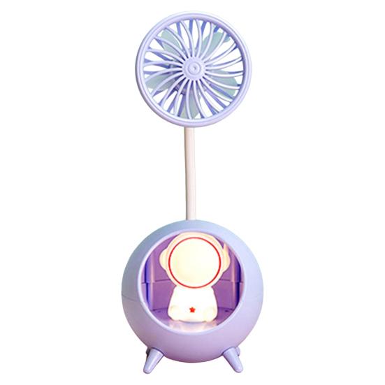 Desk Lamp Small Fan with Adjustable Bendable Pole Stable Base Quiet Motor Cartoon Chick Rabbit Design Dorm Room Fan Light
