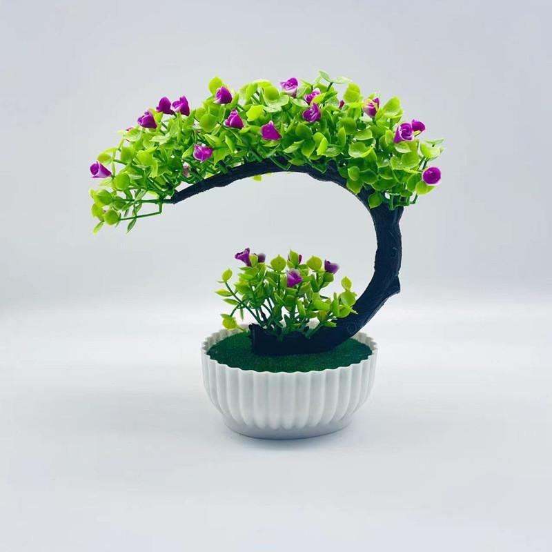 Plastic Crescent Shape Rose Bonsai Potted Plant For Indoor Garden And Gift Ideas