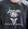 Μαύρο Μεταλλικό T-Shirt Venom Ροκ Μπάντα σε Vintage Μαύρο Άνετο Χρώμα