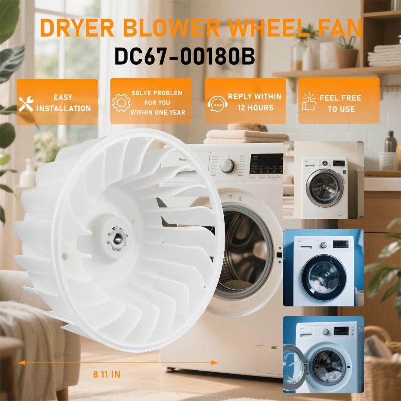 Didelio efektyvumo džiovintuvo pūstuvo ratukas Ventiliatorius Plastikinė atsarginė dalis Tyliam veikimui Pagerintas oro srautas Daugelio prekių ženklų džiovintuvams