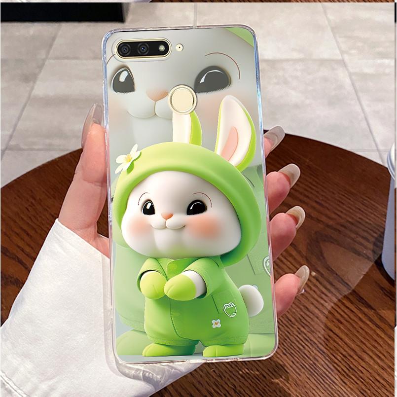 Casing For Huawei Honor 7A Pro AUM-L29 Phone Case Luxury Cute Love Heart Rabbit Funny Clear Transparent Silicone Soft TPU Cover