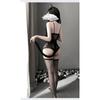 Sex Maid Costume Intimates Dark Black Sexy Cat Onesie Cosplay Uniform Bodysuit with Headwear Stocking Mesh Seduction Lingerie