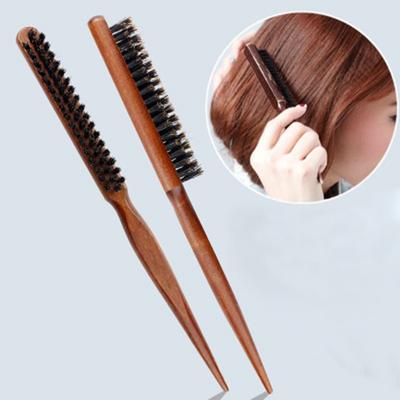 Pure Boar Bristle Hair Dress Comb Fluffy Wood Handle Hair Brush Anti Loss Wooden Barber Hair Comb Scalp Hairdresser Styling Tool