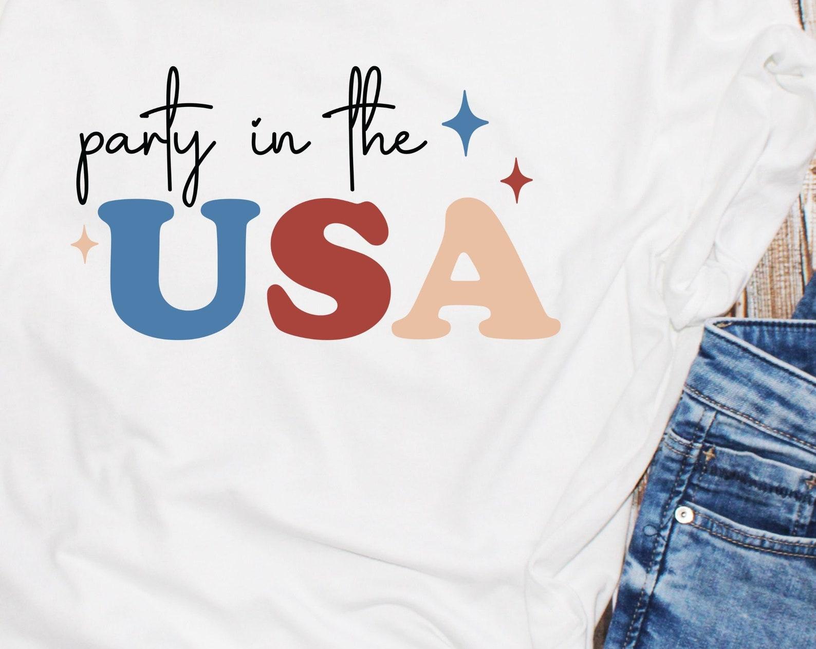 Party in the USA, patriotic tshirt, patriotic shirt, party shirt, fun party shirt, Made in the USA, great gift 3XL