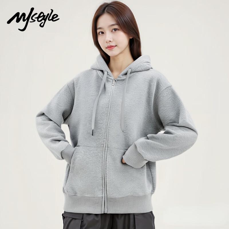 MJ STYLE Women s Relaxed Fit Hooded Zip-Up Sweatshirt Jacket XL