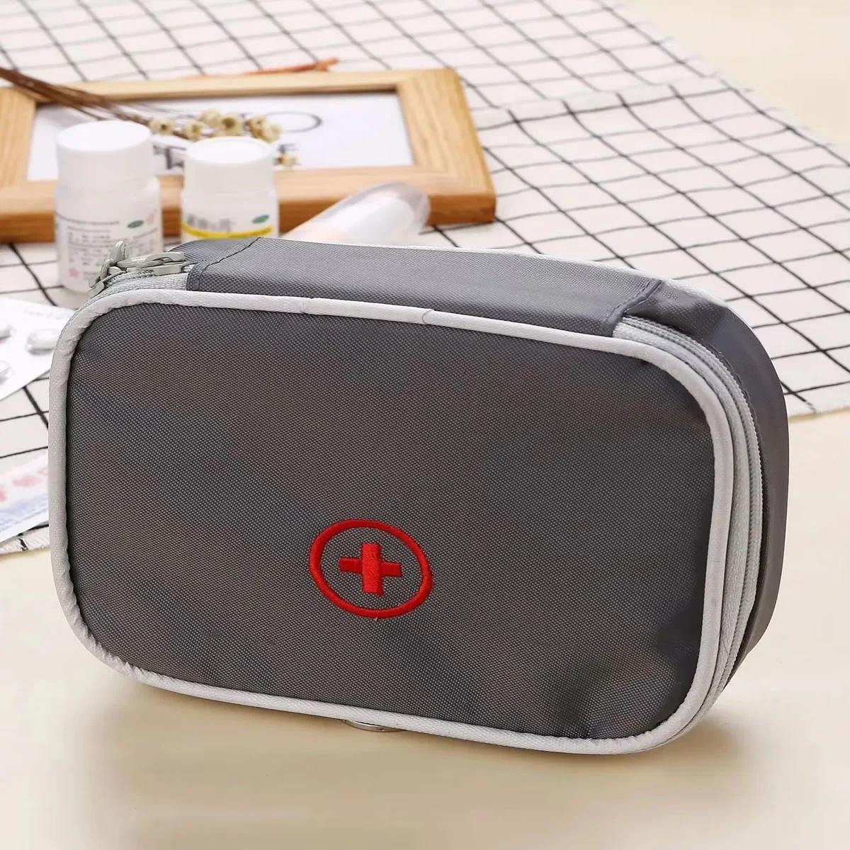 

Пустая мини-сумка для домашней аптечки первой помощи, дорожная портативная упаковка для лекарств, сумки для набора для экстренной помощи, медицинская сумка, маленький органайзер серый