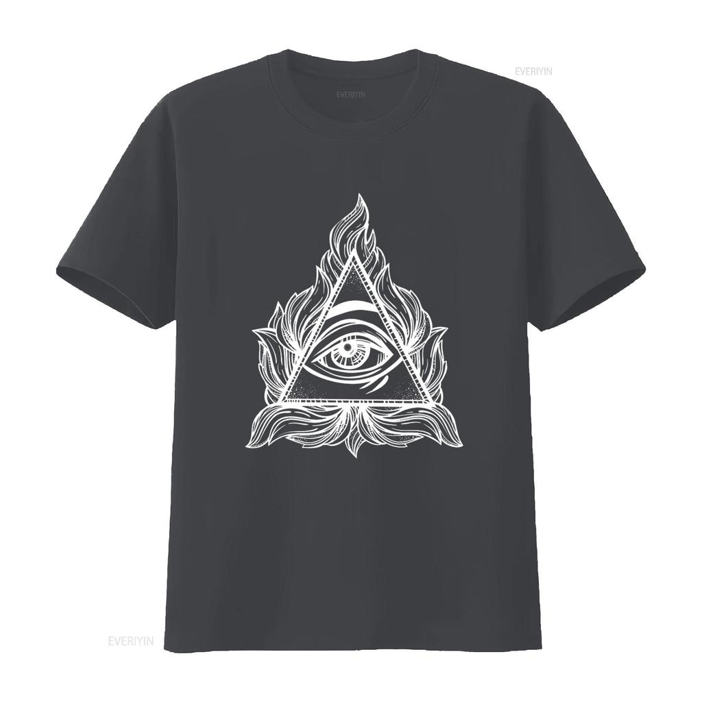All Seeing Eye In A Triangle Illuminati T Shirt Casual Vintage Washed Stretched Homme Fashion Top For Everyday Wear Unisex