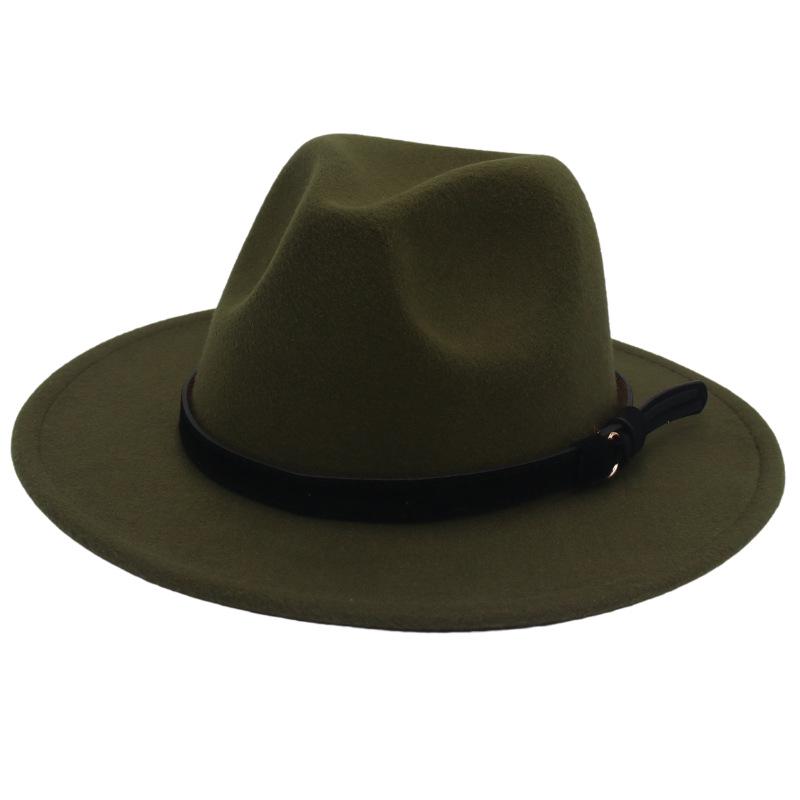 White & Black Panama Jazz Hat with Imitation Wool Wide Brim - Women's Autumn/Winter British Style