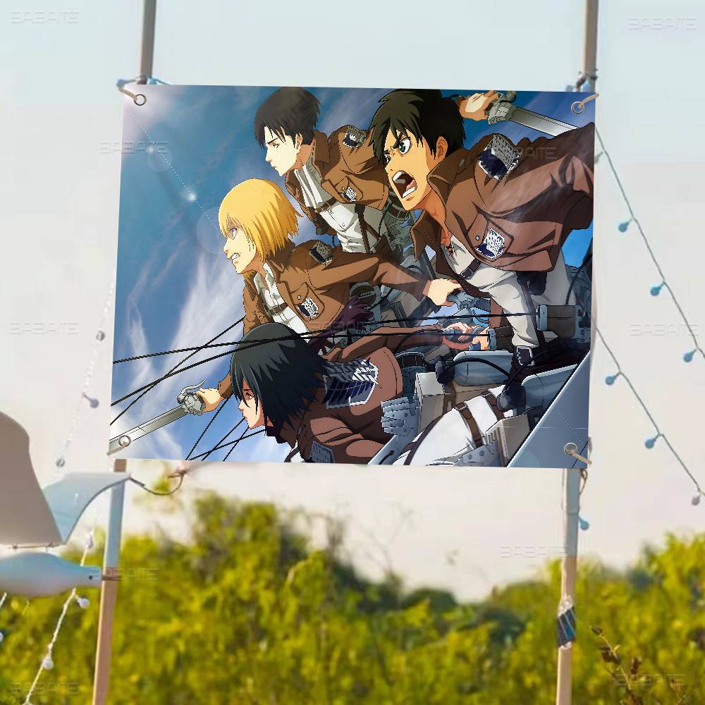 AAttack On Titan Anime Small Size Cheerleading Banner Hand Pulled Flag Outdoor Atmosphere Flags