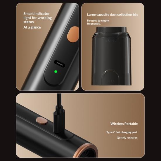 Portable Coffee Powder Vacuum Cleaners, Desktop Vacuum Cleaner, Cordless Handheld Dust Collector, Powerful Suction with Brush Head for Kitchen Office