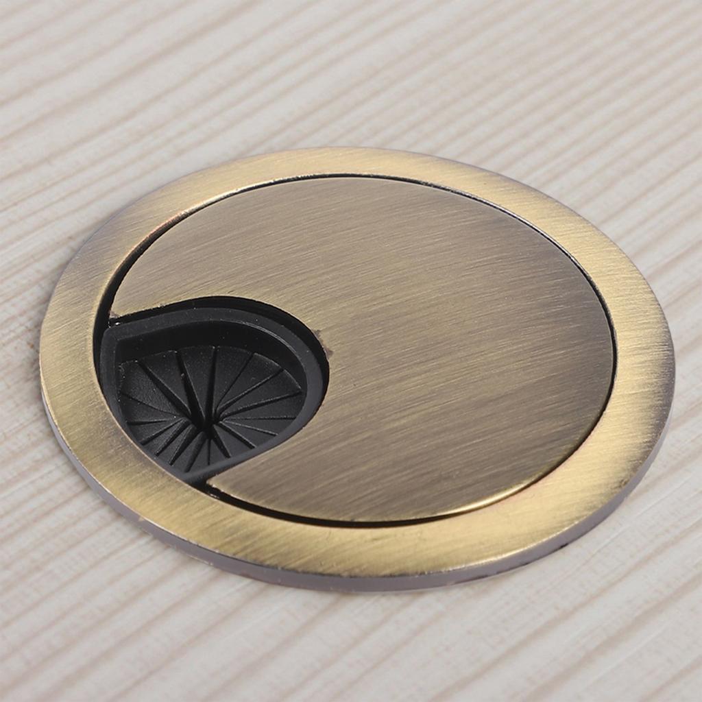 2 Pcs Metal Desk Cable Hole Covers with 53mm Round Hole for Desktop Cable Management and Organized Cable Routing