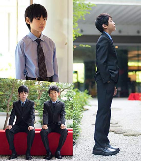 Boys Suit Set Black Graduation Ceremony Entrance Ceremony Wedding Kids Plain Black 145 150 155 160 Formal [Bona Vita] 5-piece Shichi-Go-San (160)