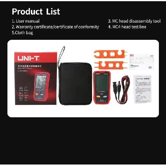 UNI-T UT673PV Solar Panel Tester Solar MPPT Meter Maximum Photovoltaic Power Pmax Vmp Lmp Voc Lsc PV Solar Panel Multimeter