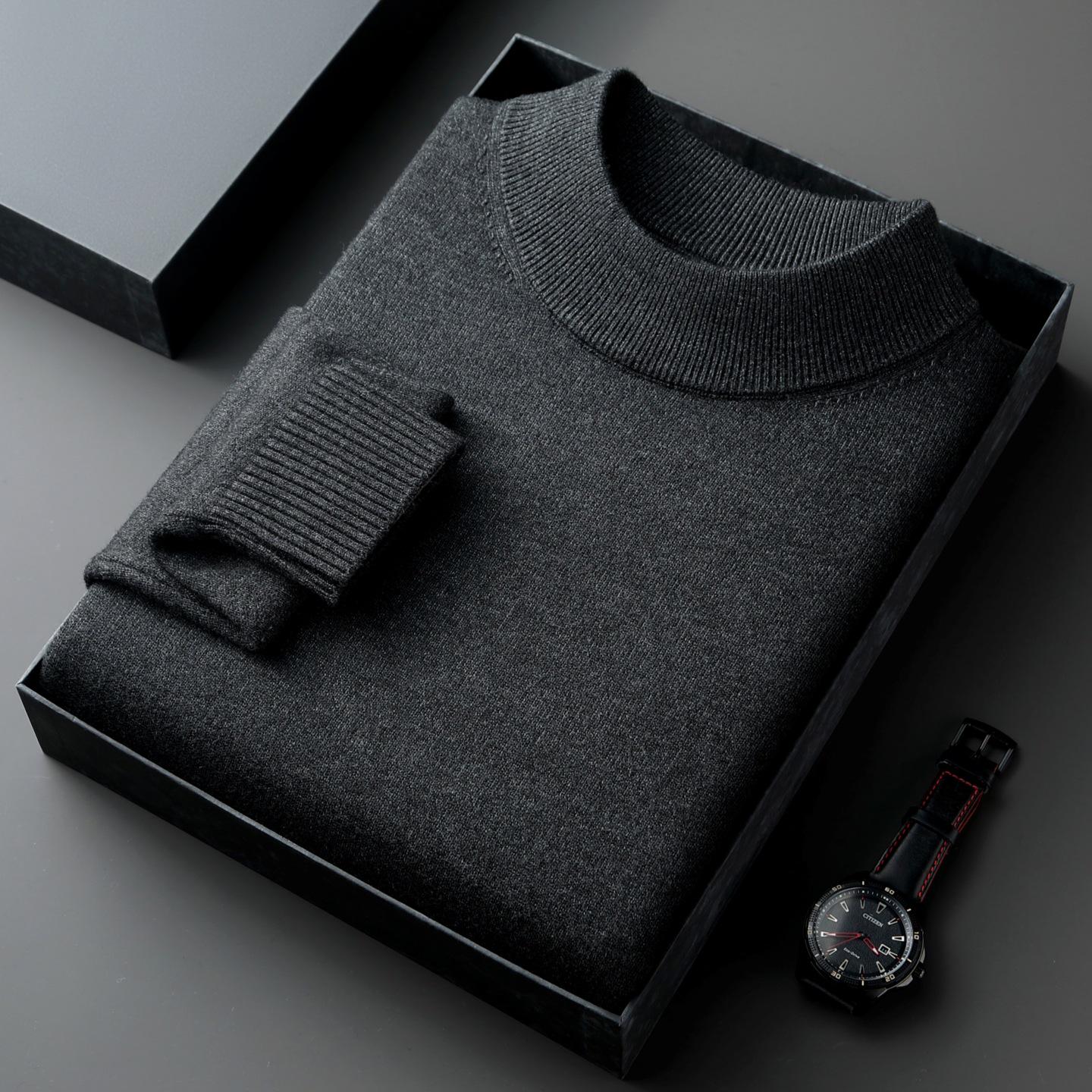 Men s Winter Knitted Wool Sweater with Half-High Collar 2XL - 180