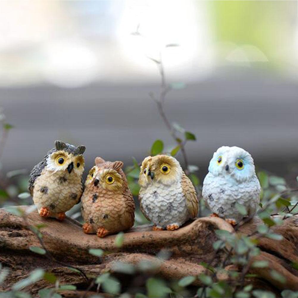 Mini Cute Cartoon Owl Shape Adornment for Plant Pots Fairy Garden Decor Ornament