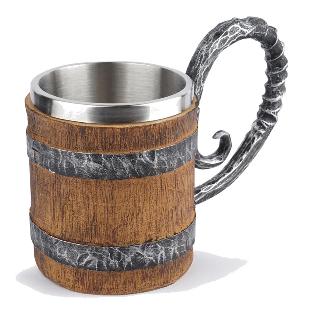 Edelstahl Totenkopf Tasse Bier Kaffee Tasse Wikinger Trinkbecher Skelett Harz Bier Tasse Halloween Geschenk Dekoration Ornament