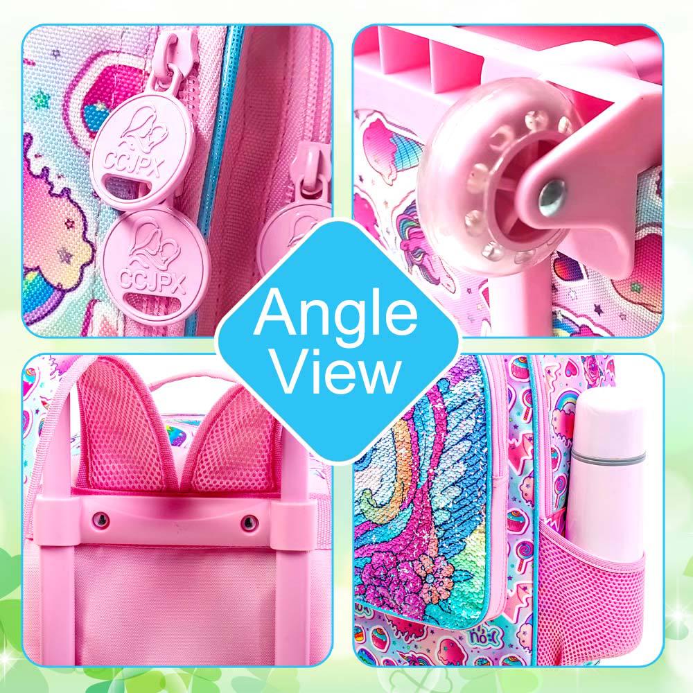 Kinder Cartoon Trolley Rucksack mit Rückenschutz - Leichter & Multifunktionaler Schulranzen