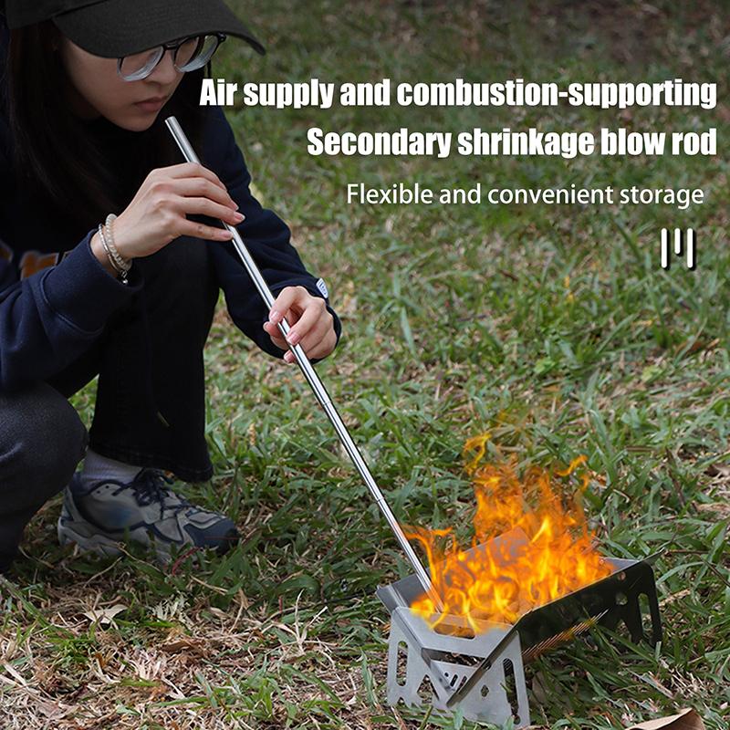 Outdoor Cooking Blow Fire Tube, Portable Camping Fire Pipe, Survival Tools, Retractable Blowpipe, Fire Starter