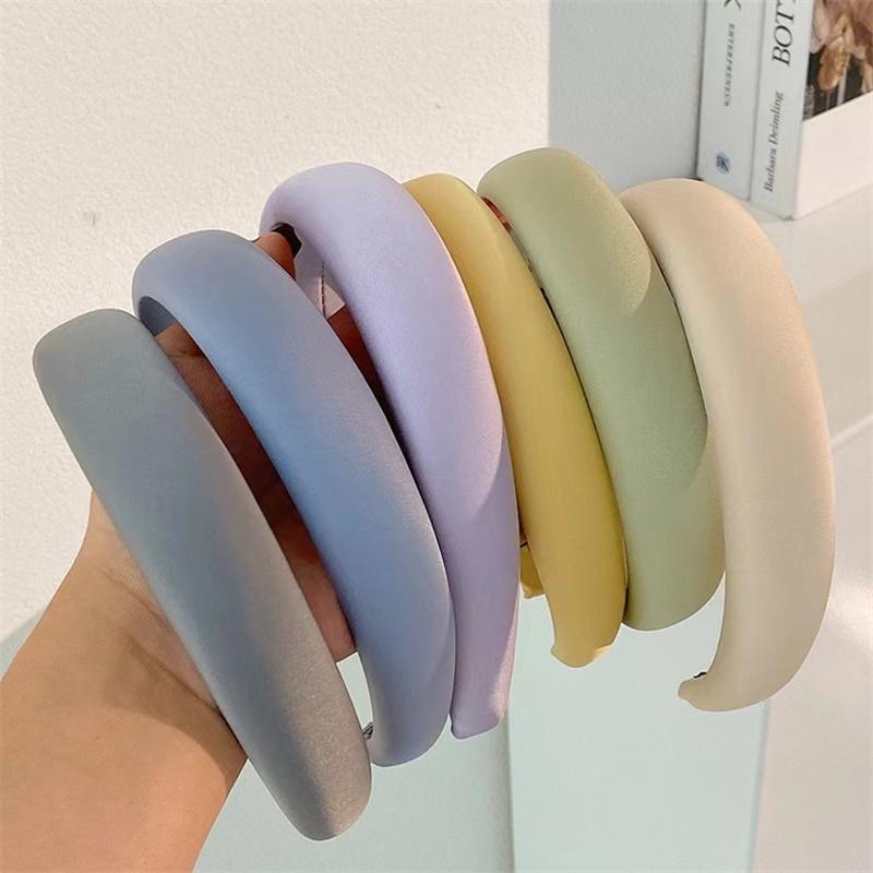 3CM Fashion Women's Headbands Sweet Solid Color Sponge Padded Hairbands Lady Girls Daily Press Hair Hoop Accessories