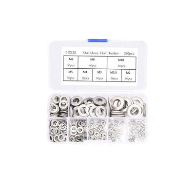 304 Stainless Steel Flat Washer Set - 360pcs (M2-M10)