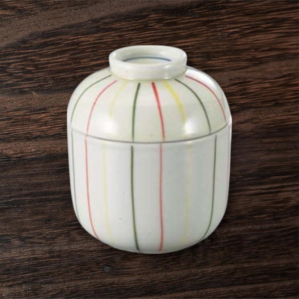 Sho Bifu Chawanmushi Cup 7.1cm Tokusa Stripe Pattern Ceramic Steamed Egg Custard Bowl Arita Ware Style