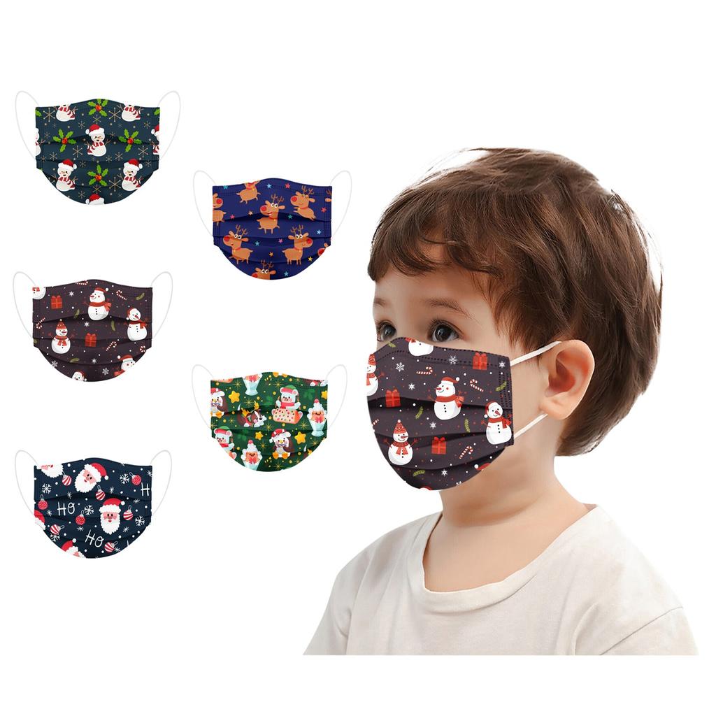 Buy 50pc Child Disposable Face Mask Christmas Prints Industrial 3Ply