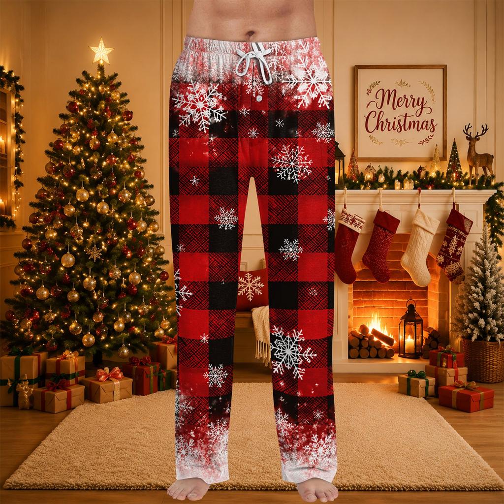 Men's Christmas Printed Pajama Pants for Casual Sleep