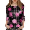 Women's Fashion Casual Seven Split Sleeve Printed Loose Round Neck Top