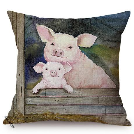 Nordic Farm Animal Cute Family Cows Pigs Horses Water Color Art Home Decorative Car Sofa Cushion Cover Throw Pillow Case Cojines